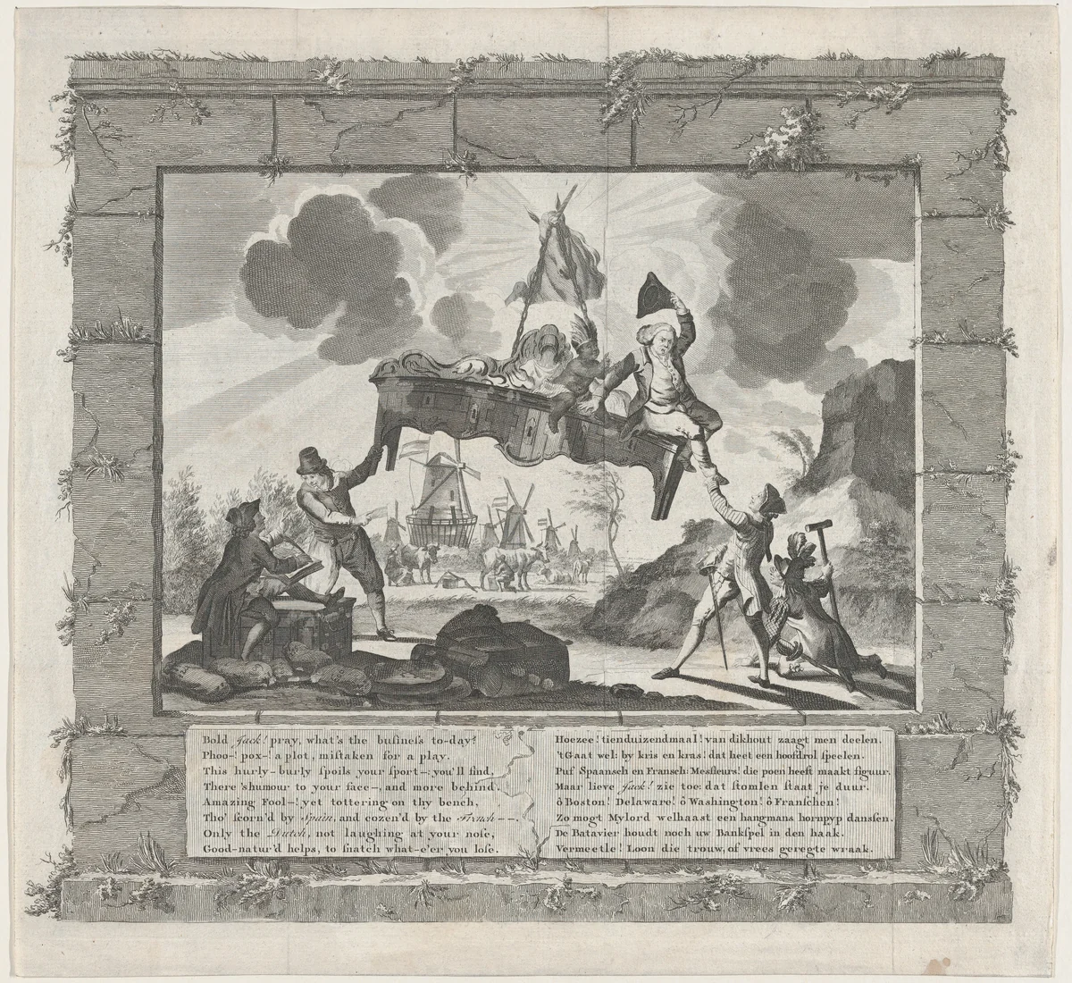 Het Tegenwoordig Veward Europa [Europe in Her Present Disordered State] by anonymous, print, 1775-1785