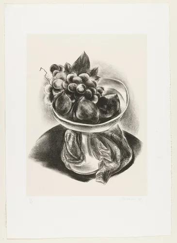 Peaches and Grapes on a Round Table by Yasuo Kuniyoshi, print, 1928