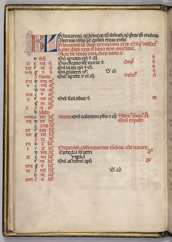 Missale: Fol. 3v: February Calendar Page by Bartolommeo Caporali, book, 1469