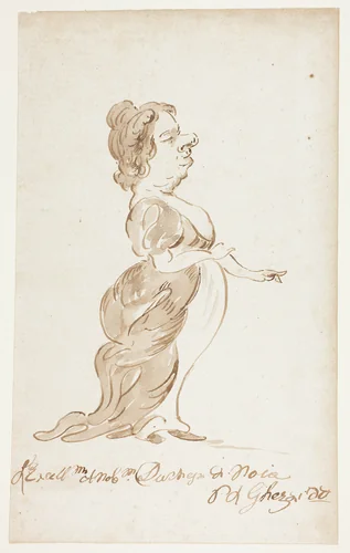 The Duchess of Noia by Pier Leone Ghezzi, drawing, 1694-1755
