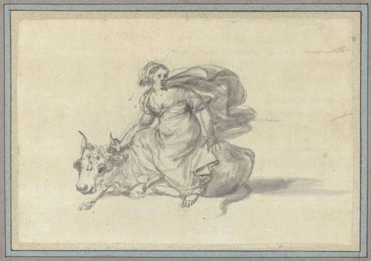 Europa op de stier by Claude Lorrain, drawing, 1640-1645