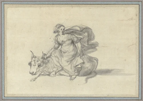 Europa op de stier by Claude Lorrain, drawing, 1640-1645