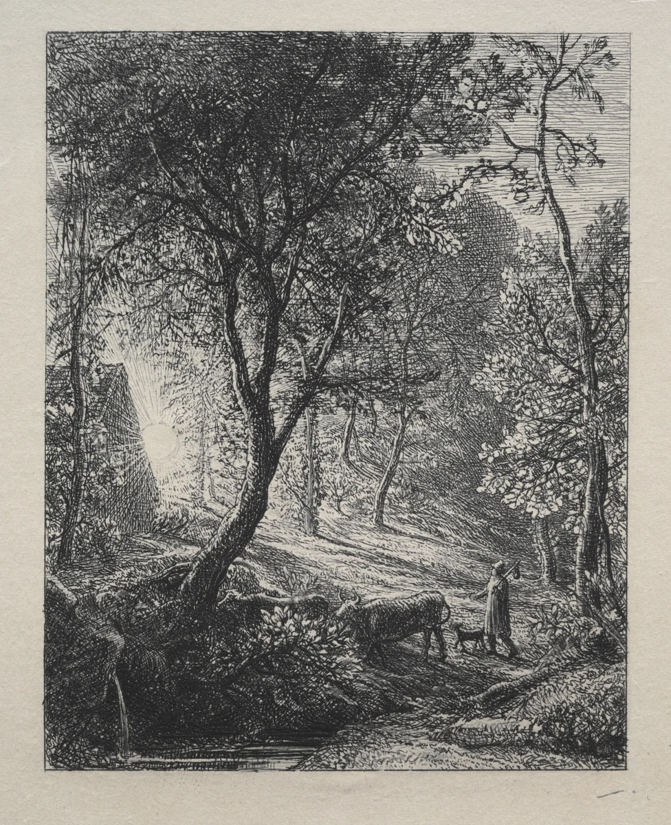The Herdsman's Cottage by Samuel Palmer, print, 1850