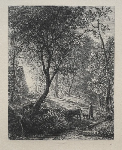 The Herdsman's Cottage by Samuel Palmer, print, 1850