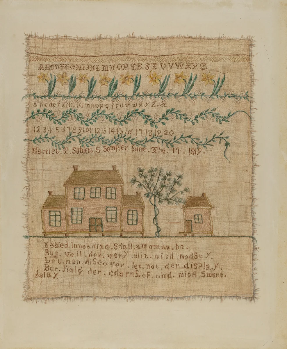 Sampler by Sarah F. Williams, index of american design, 1938