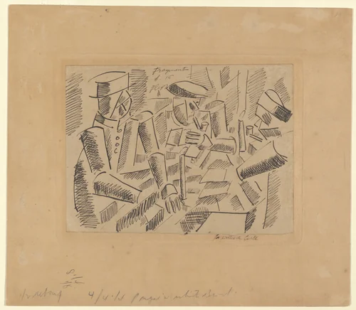 The Game of Cards by Fernand Léger, drawing, 1916