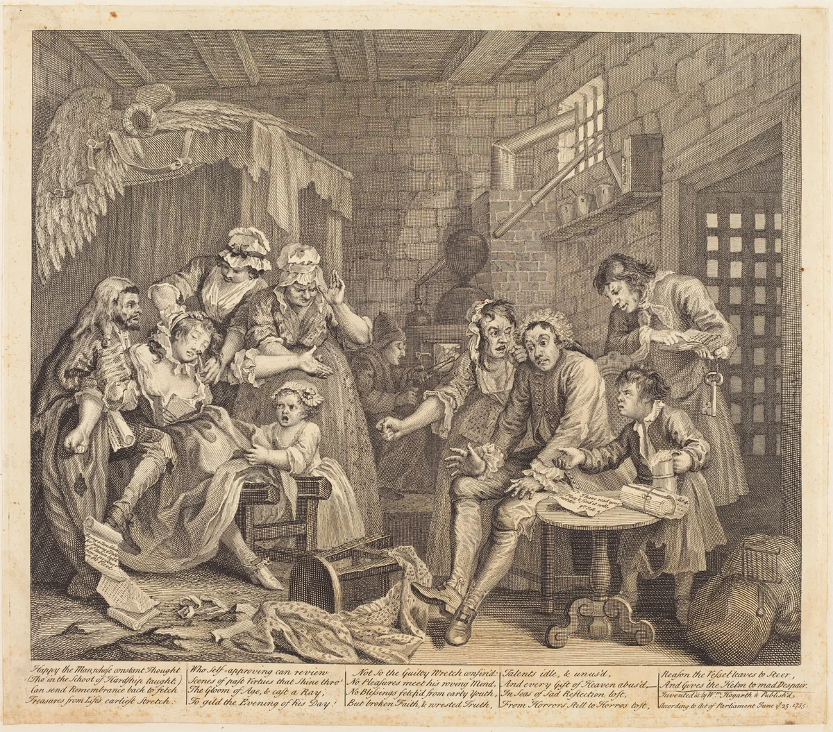 A Rake's Progress: pl.7 by William Hogarth, print, 1735