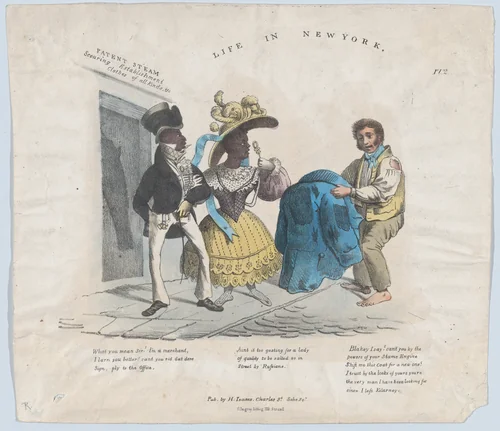 Life in New York. Blakey, I say, can't you by the powers of your Stame Engine...? by Harrison Isaacs, print, 1826-1836