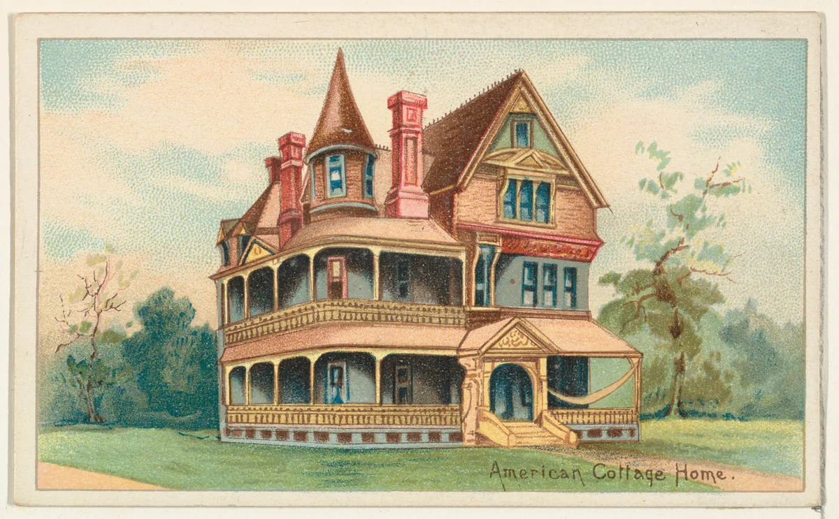American Cottage Home, from the Habitations of Man series (N113) issued by W. Duke, Sons & Co. to promote Honest Long Cut Smoking and Chewing Tobacco by The Giles Company, print, 1890