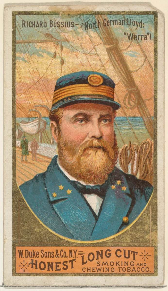 Richard Bussius, from the Sea Captains series (N127) issued by Duke Sons & Co. to promote Honest Long Cut Tobacco by W. Duke, Sons & Co., print, 1887