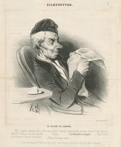 Le lecture du journal by Honoré Daumier, print, 1840