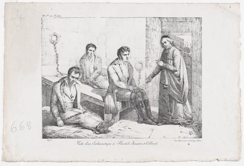 Visit of a Clergyman to Bastide, Sausion, and Collard by Sébastien Coeuré, print, 1820-1830