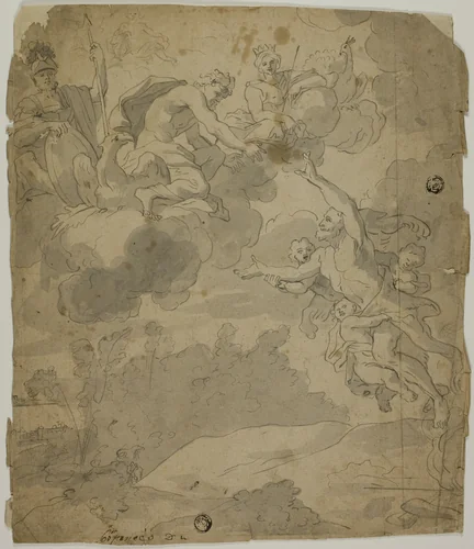 Apotheosis of Hercules by Unknown Artist, drawing, 1600-1699