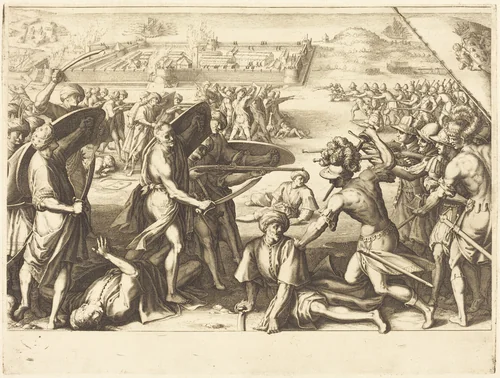 Assault on the Outer Forts of Bone by Jacques Callot, print, 1614