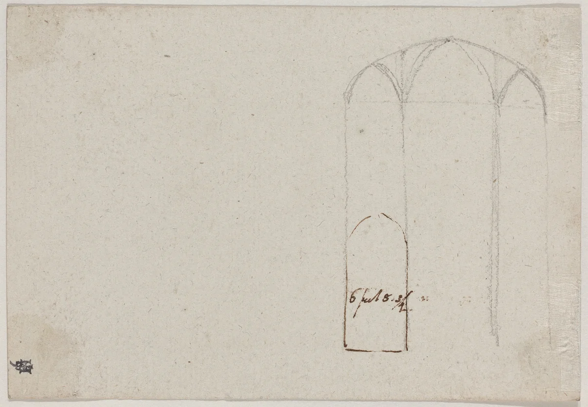 Cross Section of a Gothic Church [verso] by Benjamin West, drawing, 1788