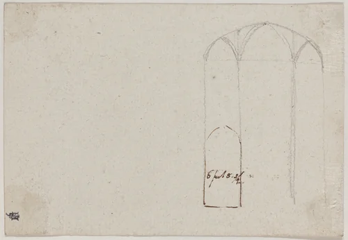 Cross Section of a Gothic Church [verso] by Benjamin West, drawing, 1788