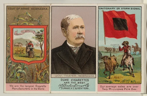 Governor Thayer, Nebraska, from "Governors, Arms, Etc." series (N133-2), issued by Duke Sons & Co. by W. Duke, Sons & Co., print, 1885-1892