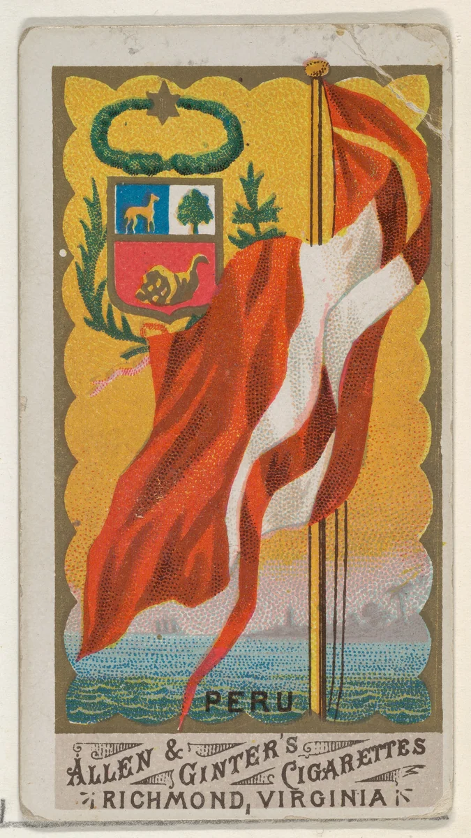 Peru, from Flags of All Nations, Series 1 (N9) for Allen & Ginter Cigarettes Brands by Allen & Ginter, print, 1887