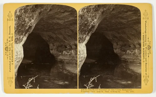 Fountain Cave near St. Paul, looking in, , No. 1507 from the series "Among the Bluff Scenery of the Upper Mississippi" by Henry Hamilton Bennett, photograph, 1870-1908