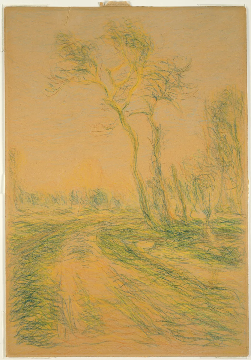 Landscape with Trees by Alfred Sisley, drawing, 1880-1885