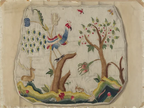 Crewel Embroidery Chair Seat by Eleanor Cunningham, index of american design, 1936