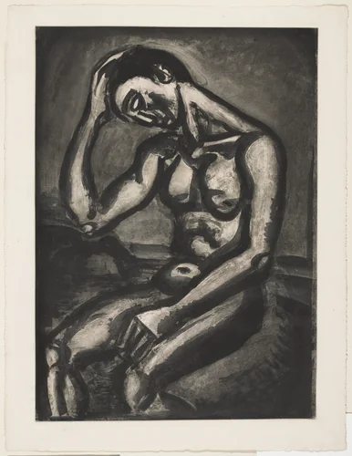 Lonely Sojourner in this Life of Pitfalls and Malice (Solitaire en cette vie d'embûches et de malices), plate V from Miserere by Georges Rouault, illustrated book, 1922