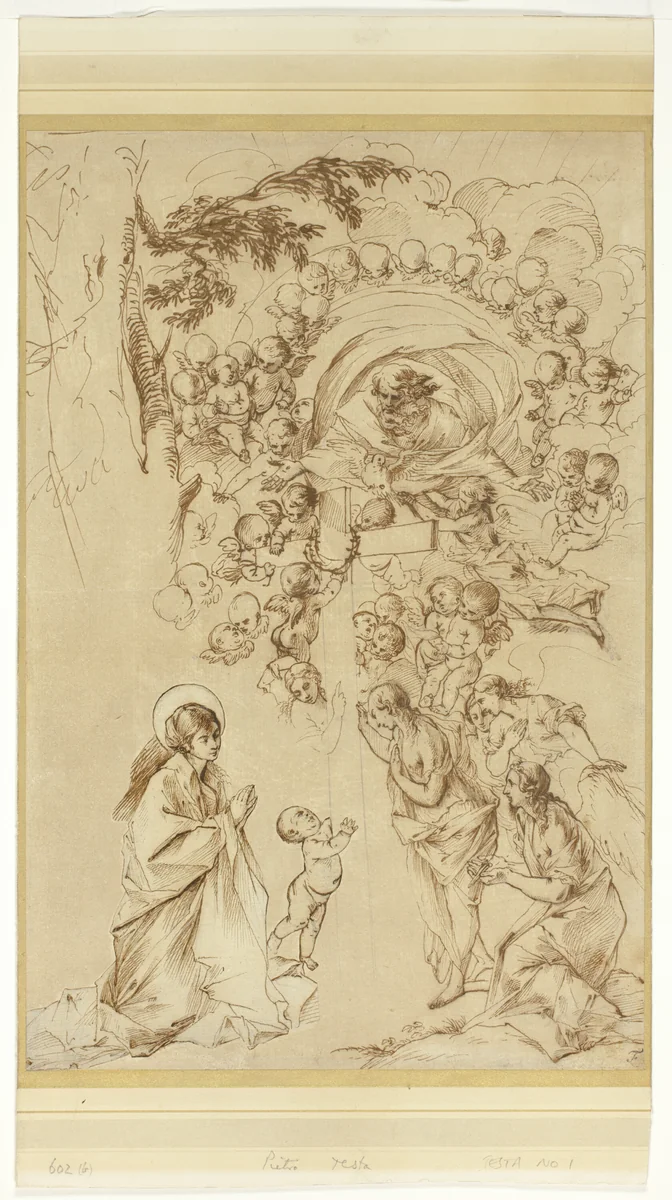 Study for 'The Dream of Saint Joseph' by Pietro Testa, drawing, 1635-1637