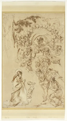 Study for 'The Dream of Saint Joseph' by Pietro Testa, drawing, 1635-1637
