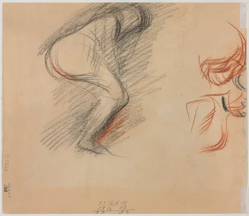 Figure Sketches (verso) by Jean-Louis Forain, drawing, 1906