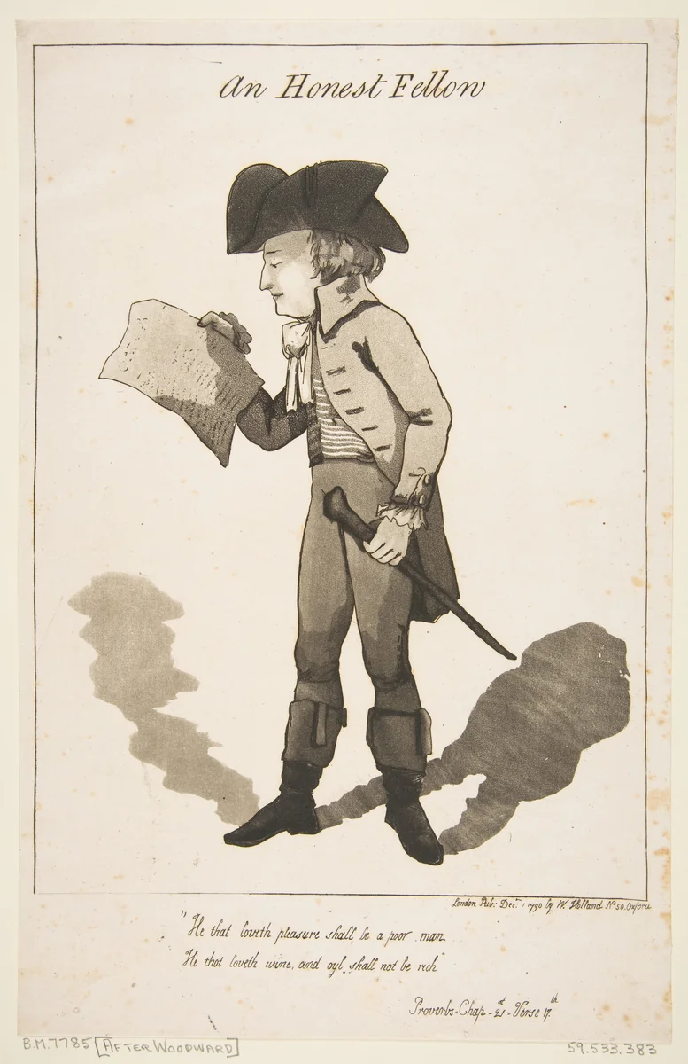 An Honest Fellow by George Murgatroyd Woodward, print, 1790