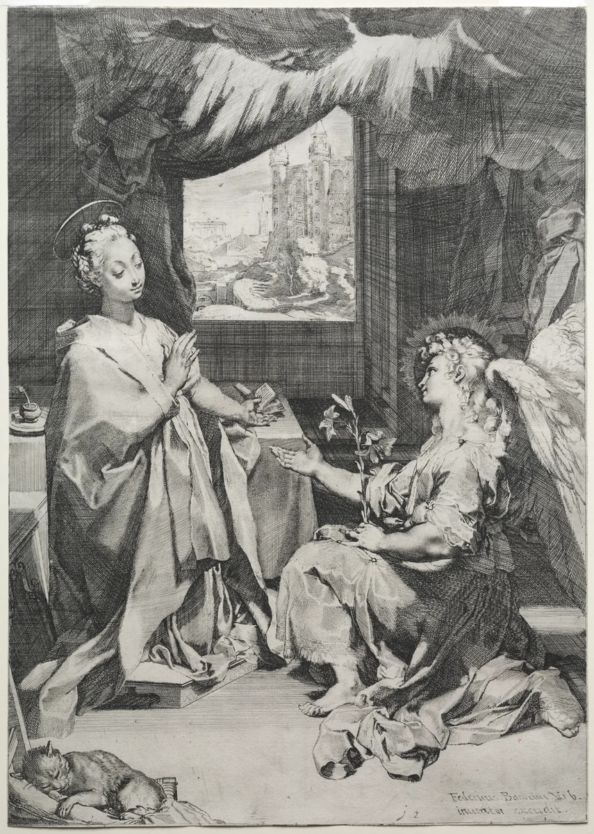 The Annunciation by Federico Barocci, print, 1580-1590