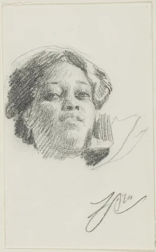Head of a Woman by Anders Zorn, drawing, 1880-1920