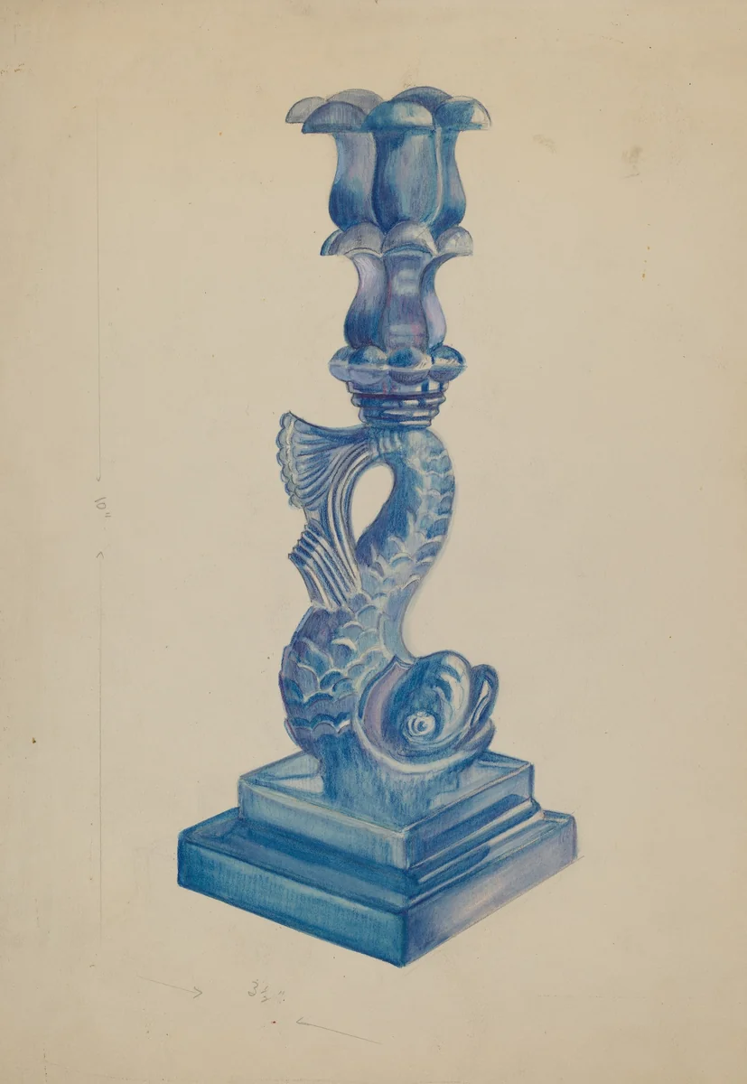 Dolphin Candlestick by Ella Sterling, index of american design, 1936