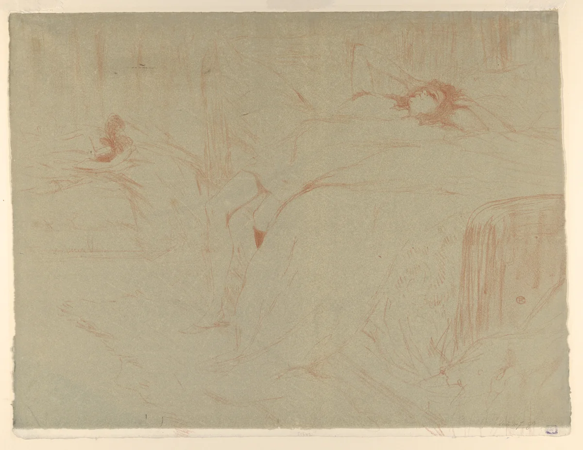 Collapsed on the Bed by Henri de Toulouse-Lautrec, print, 1896