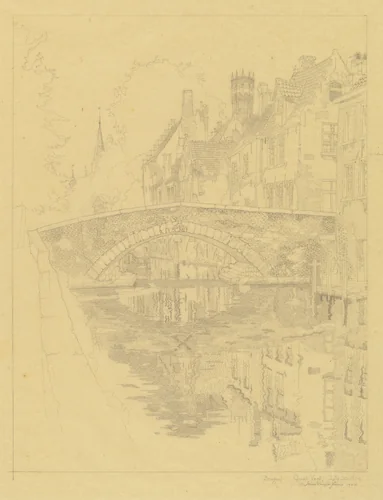 Quai Vert, Bruges by John Taylor Arms, drawing, 1924
