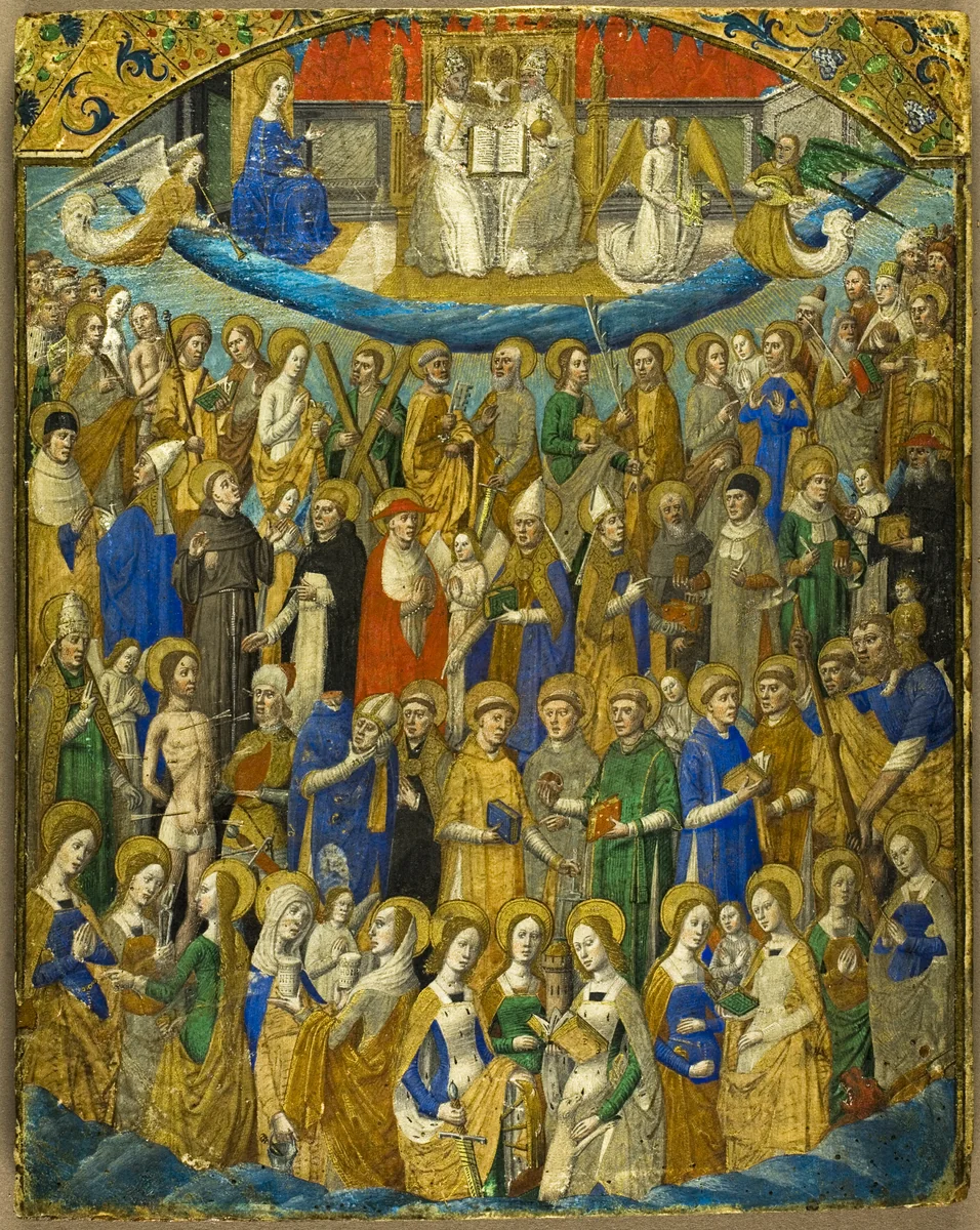 The Trinity and Saints in Paradise, or La Cour Céleste from a volume of "La Cité de Dieu" by St Augustine by Maître François, painting, 1440-1470