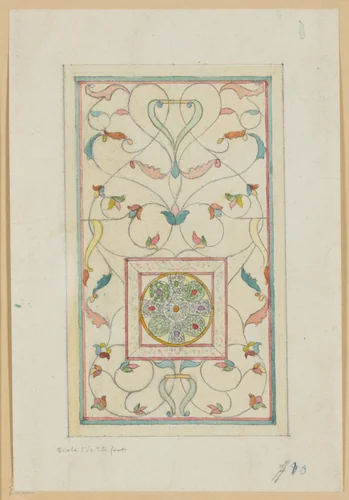 Study for Glass (Celtic Jeweled Cross in Arabesque) by John La Farge, artwork, 1881-1882