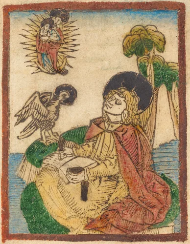 Saint John on the Island of Patmos by German 15th Century, print, 1480-1490