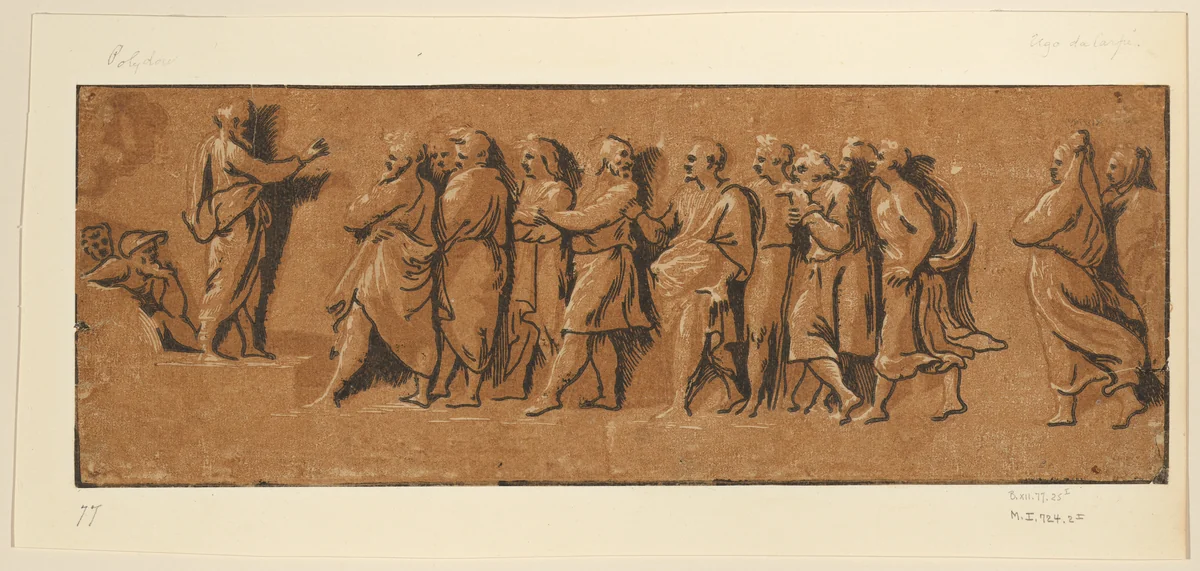Joshua addressing the people at Schechem by Niccolò Vicentino, print, 1520-1550