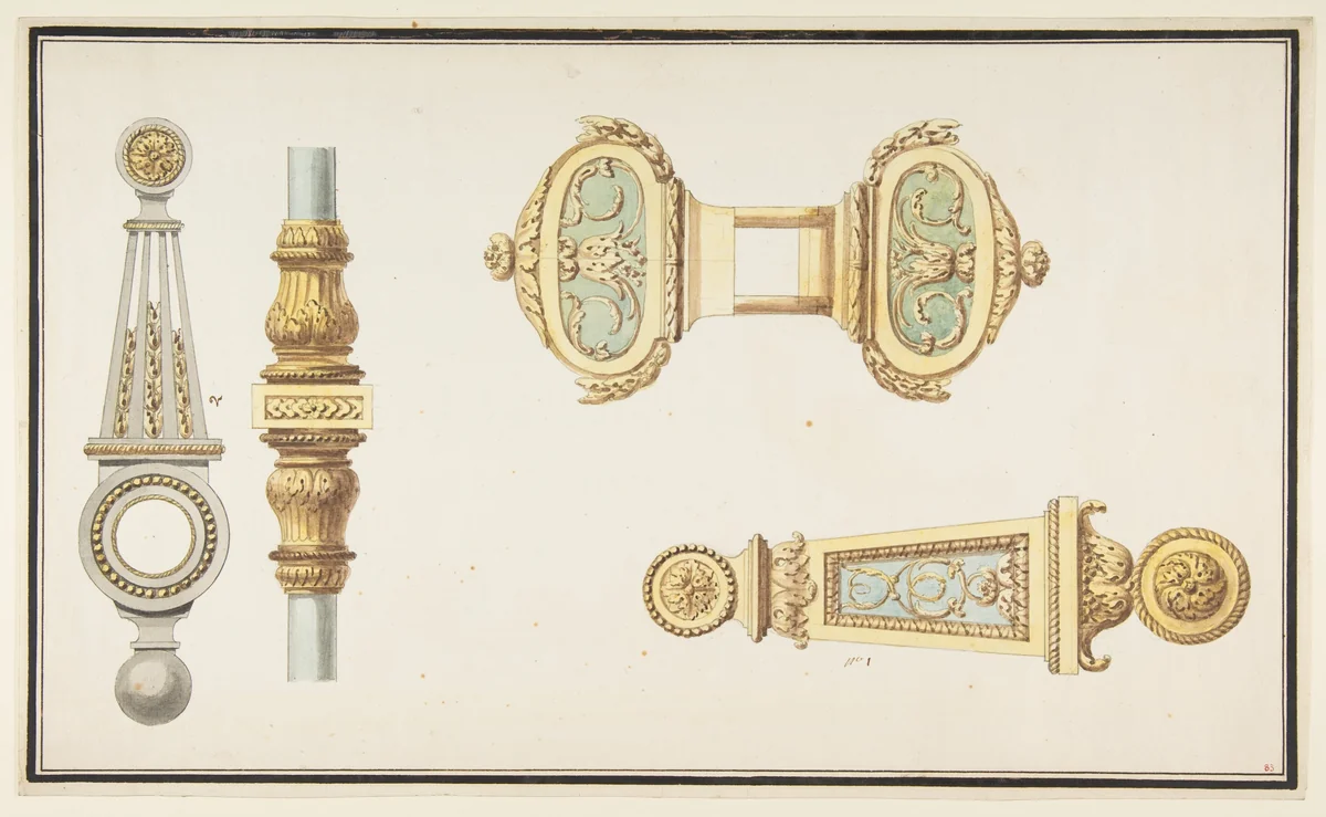 Designs for Door Hardware by anonymous, drawing, 1770-1790