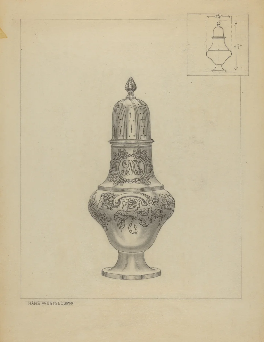Silver Caster by Hans Westendorff, index of american design, 1936
