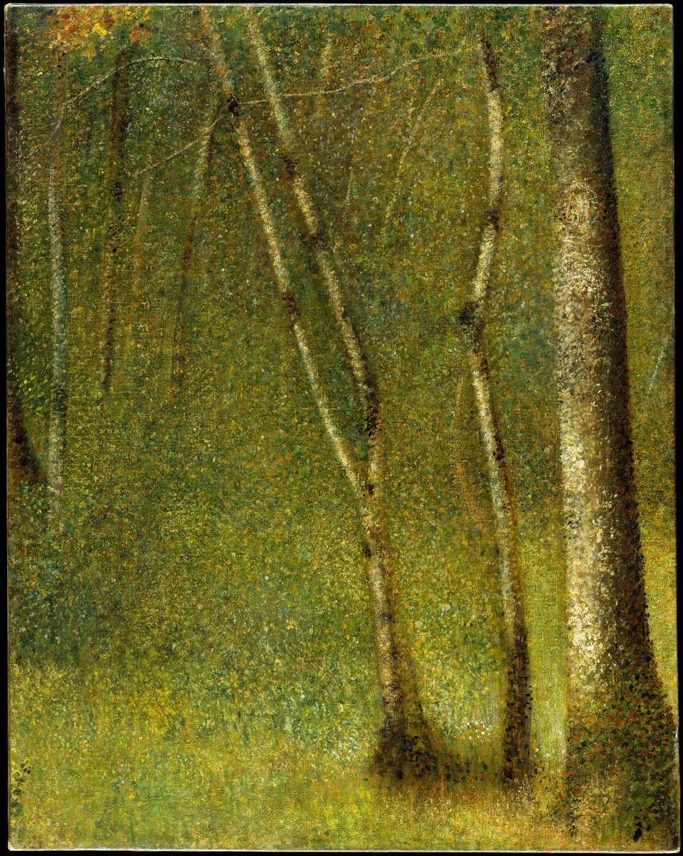 The Forest at Pontaubert by Georges Seurat, painting, 1881