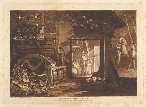 Pembury Mill, Kent (Liber Studiorum, part III, plate 12) by Joseph Turner, print, 1808