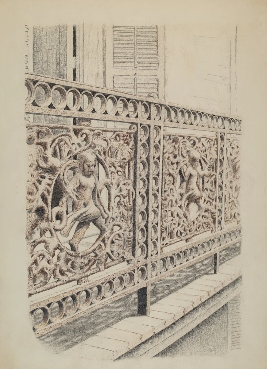 Cast Iron Balcony Rail by Ray Price, index of american design, 1936