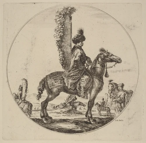 Polish Hussar by Stefano della Bella, print, 1610-1664