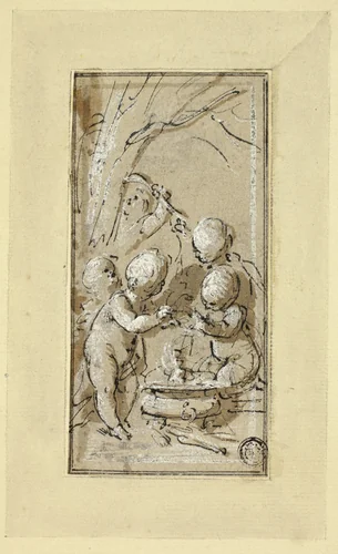 Allegory of Winter by Jacob de Wit, drawing, 1715-1754