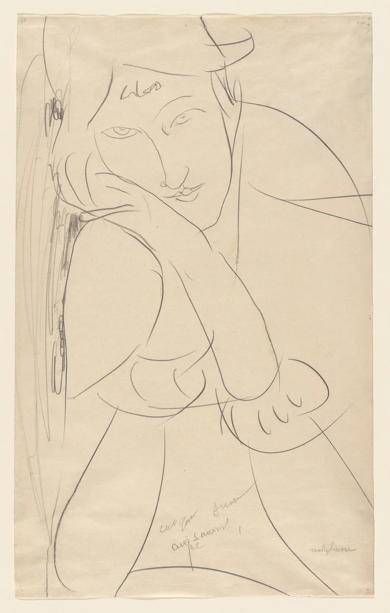 Woman, Head on Hand by Amedeo Modigliani, drawing, 1917