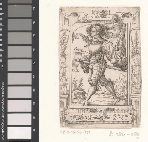 Vaandeldrager met vaandel van Bazel by Unknown, print, 1524-1562