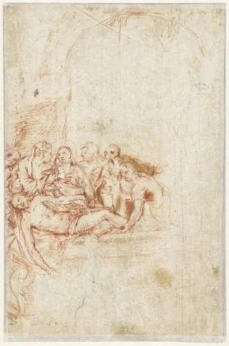 Graflegging van Christus by Unknown, drawing, 1555-1592