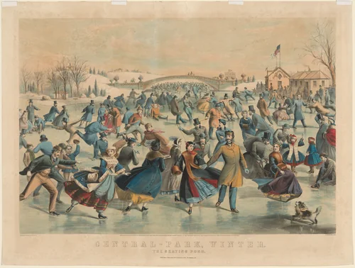 Central Park, Winter: The Skating Pond by Nathaniel Currier, print, 1857-1867